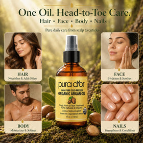 PURA D'OR massaged into cuticles and nails to illustrate conditioning benefit