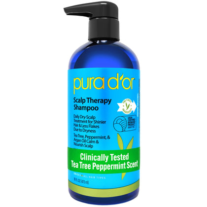PURA D'OR front bottle 16oz showing packaging and easy-grip cap for daily use