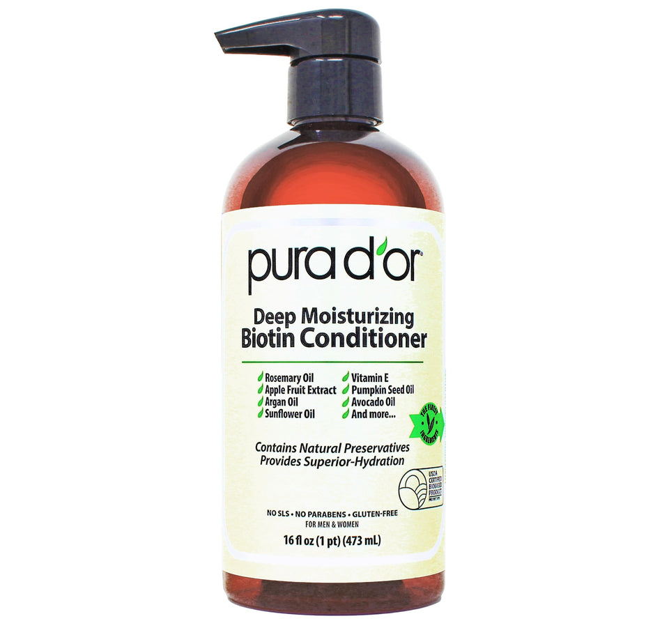 PURA D'OR front bottle 16oz showing label and size for clearer purchase choice