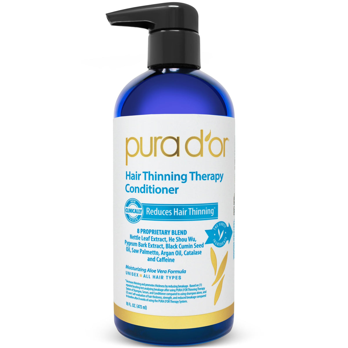 PURA D'OR front bottle showing label and 16 oz size for clear product identification