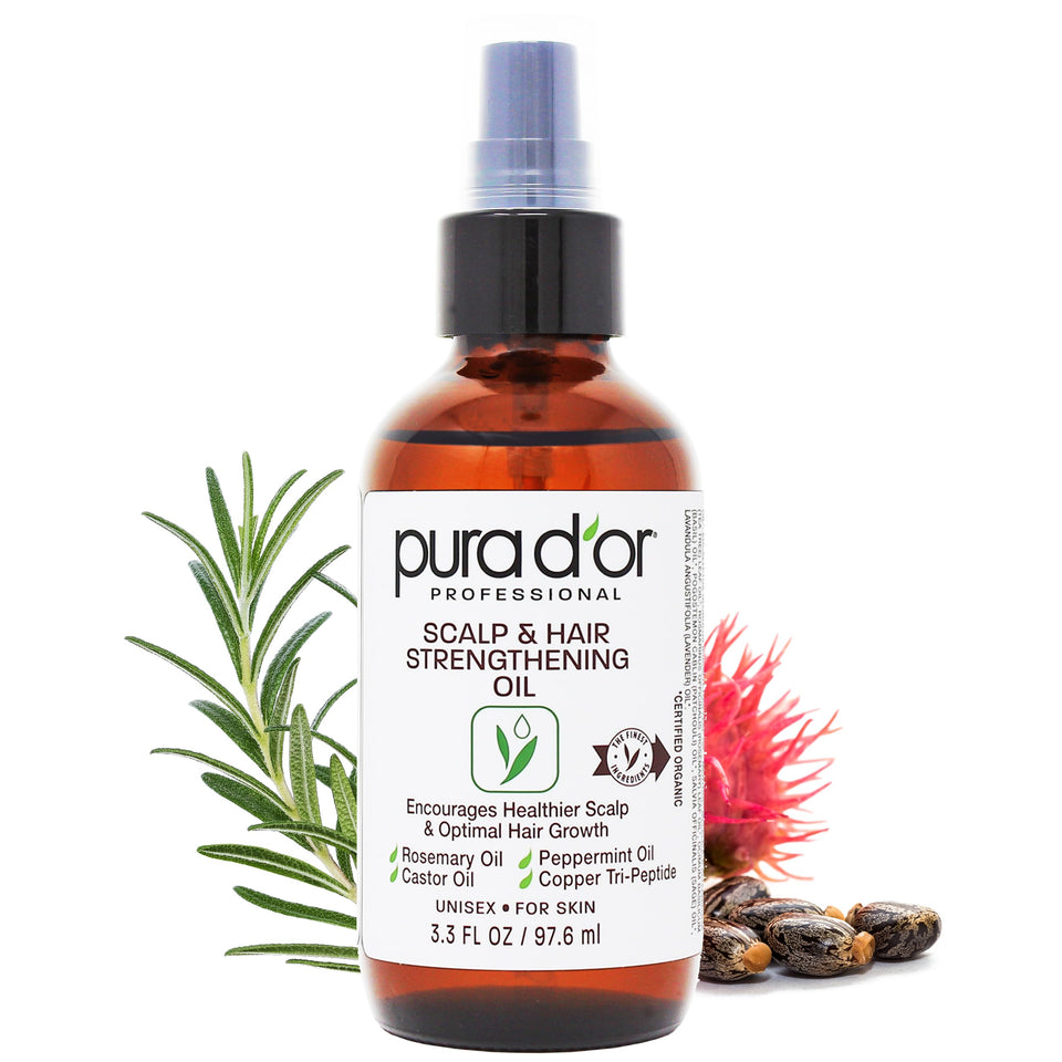 PURA D'OR bottle front view showing clean packaging and nourishing formula