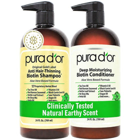 PURA D'OR front packaging showing gold label and full-size bottles for trust