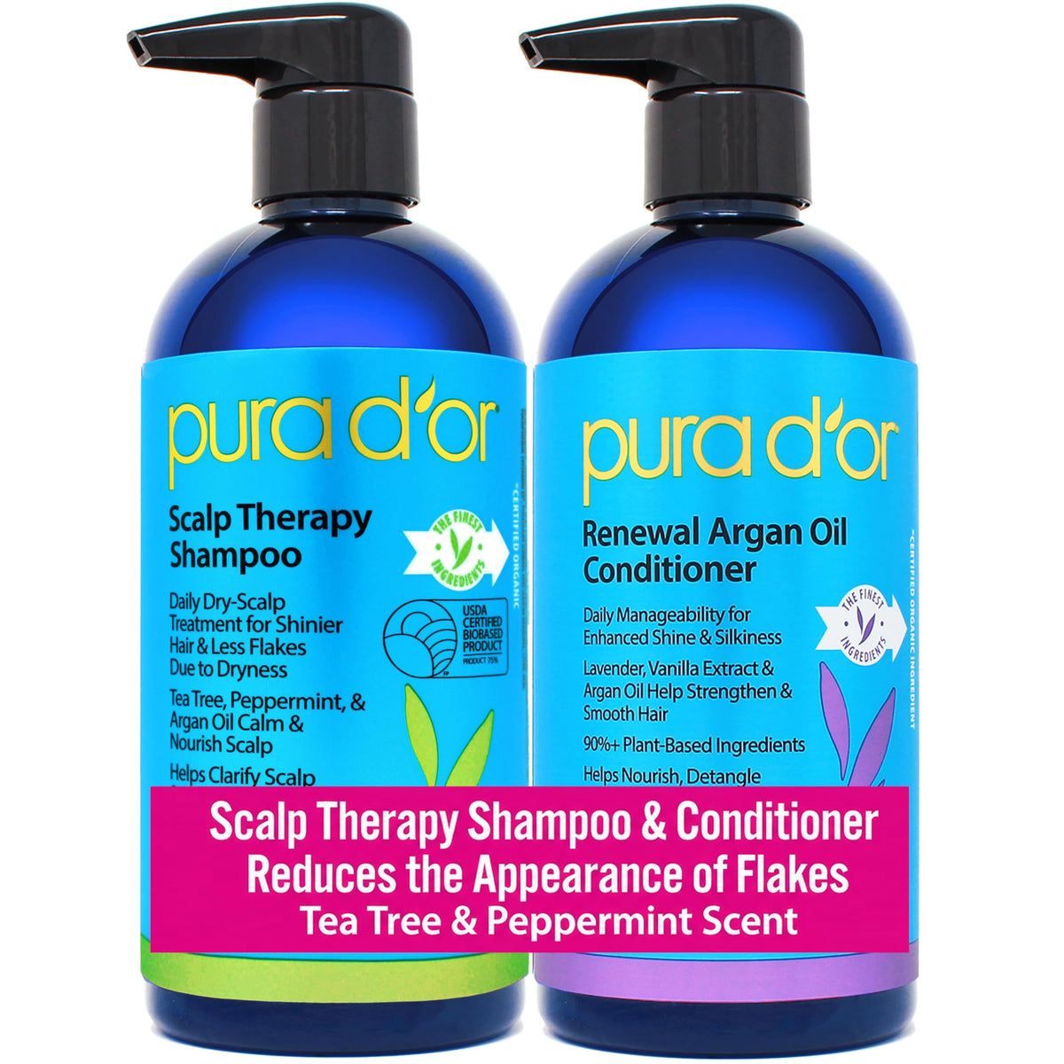 PURA D'OR front packaging showing the scalp therapy duo and benefits