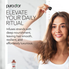 PURA D'OR used as pre-shampoo hair treatment showing added softness benefit