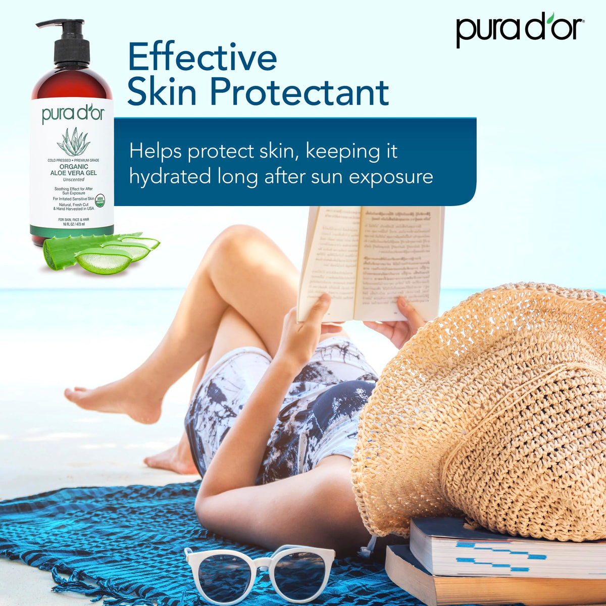 PURA D'OR used on hair to create softer, shinier strands and reduce frizz