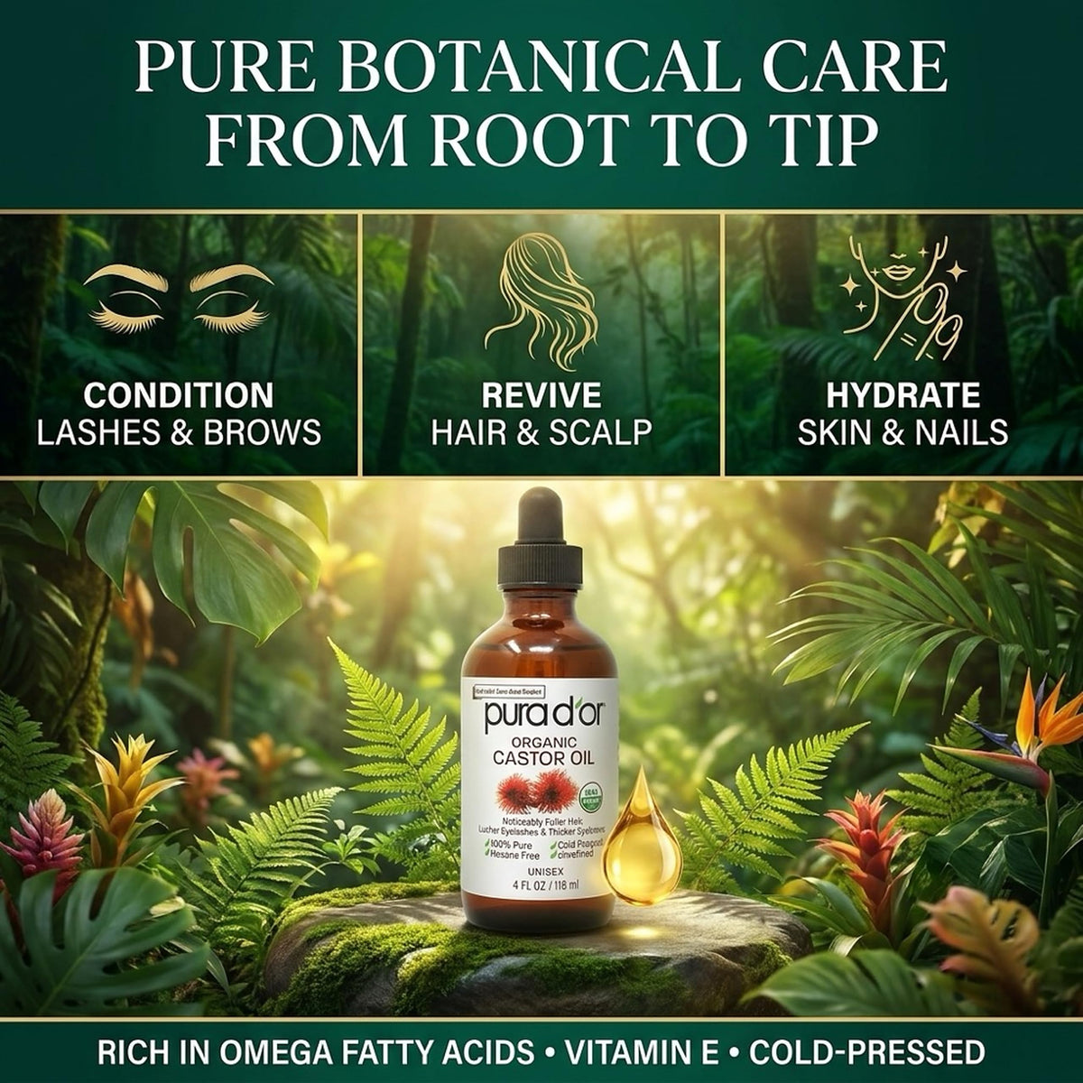 PURA D'OR used as pre-shampoo hair treatment to improve softness and shine