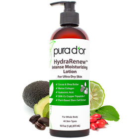 PURA D'OR front bottle showing label and product benefit hydration