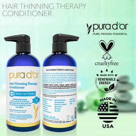 PURA D'OR conditioner on bathroom shelf with shampoo for a complete routine