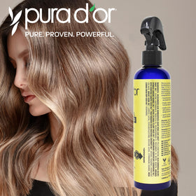 PURA D'OR in use with blow dryer demonstrating heat protection benefit