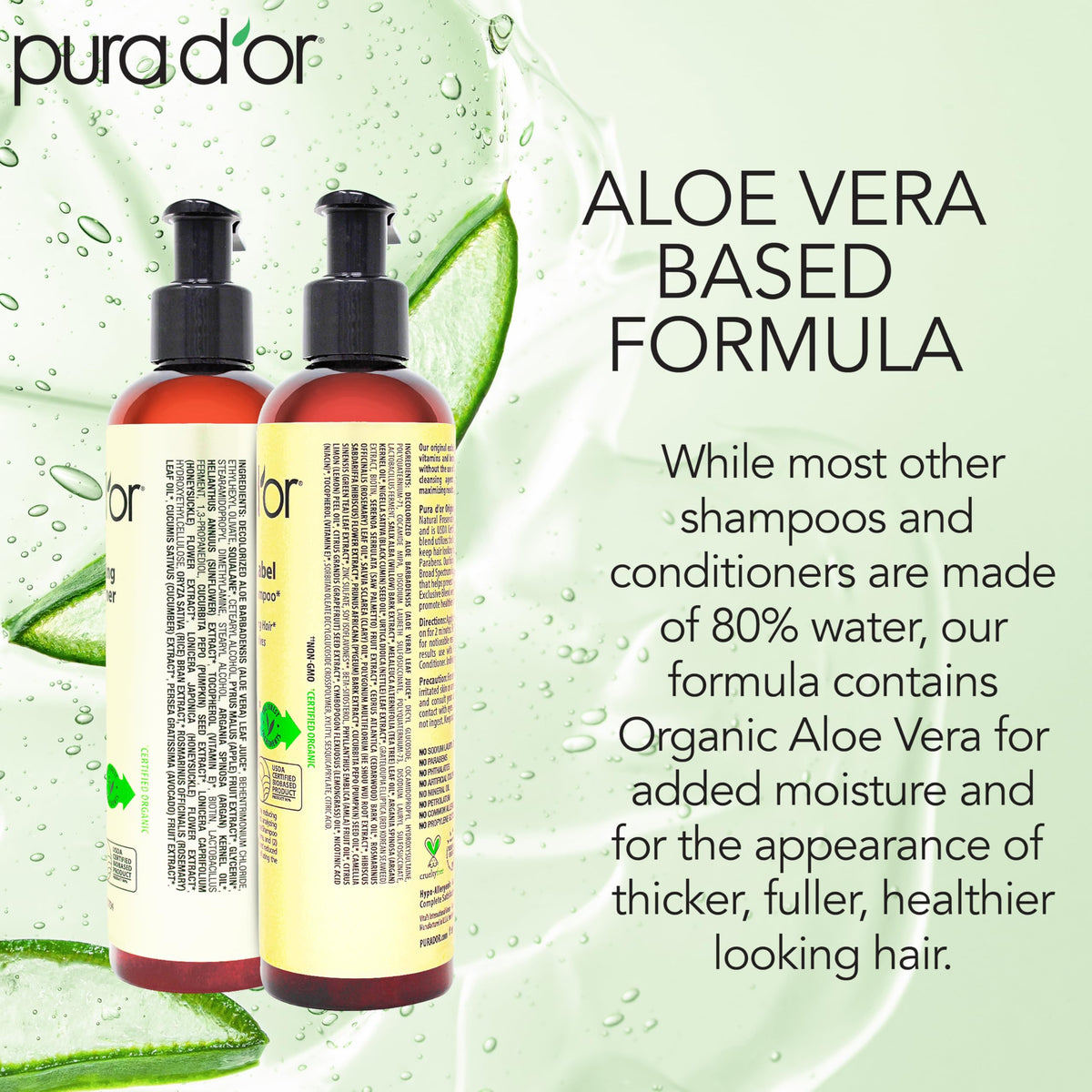 PURA D'OR herbal ingredients array showing natural active blend