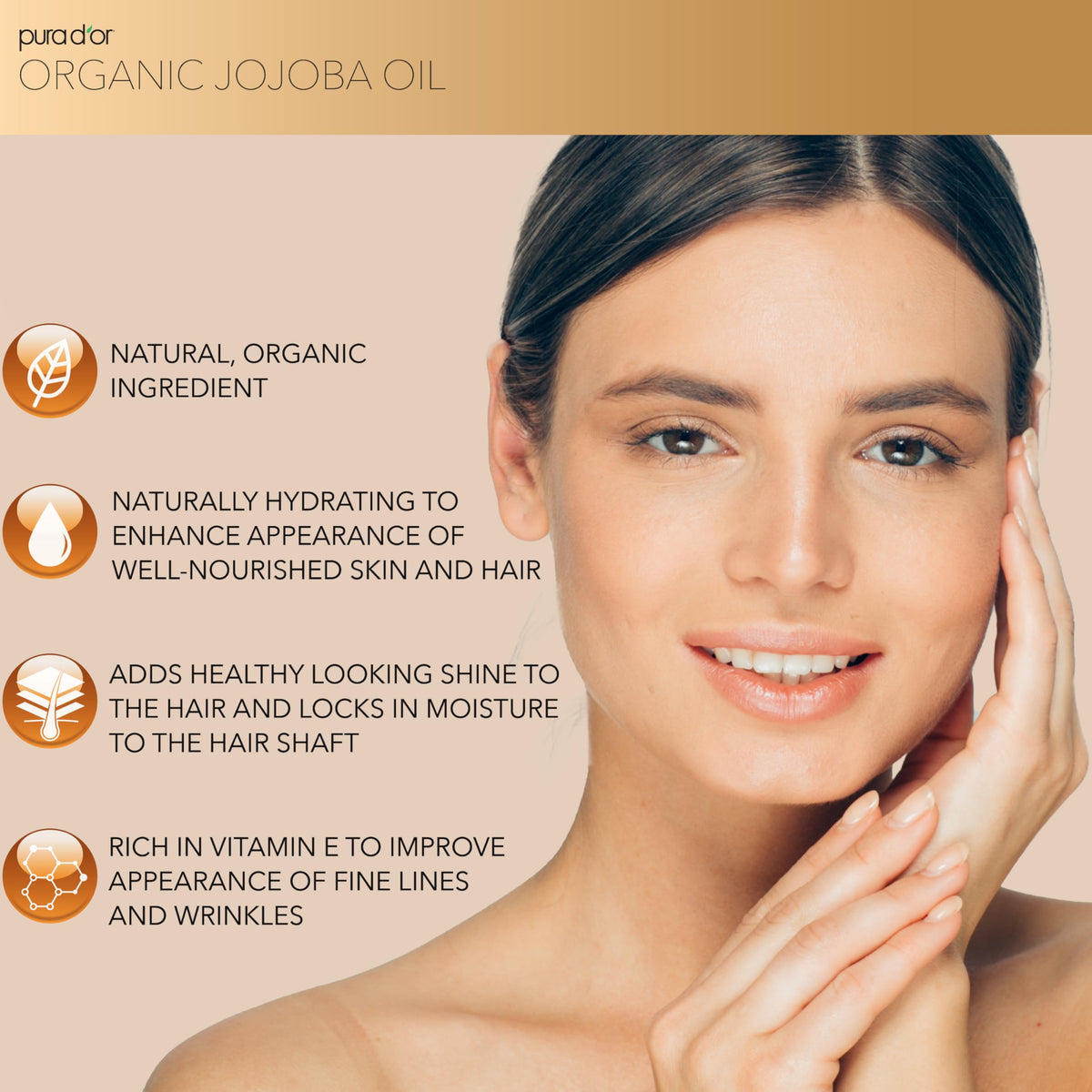 PURA D'OR oil texture close-up demonstrating lightweight absorption and moisturizing benefit