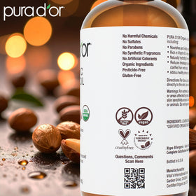 PURA D'OR applied to hair tips showing improved shine and frizz control