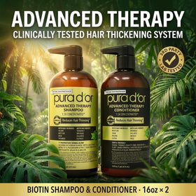 PURA D'OR label close-up highlighting active botanical ingredients and clarity