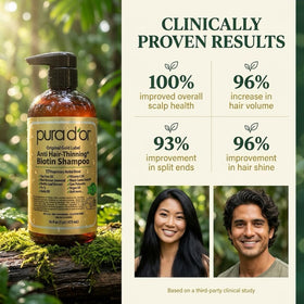 PURA D'OR ingredient label highlighting botanicals and clean formula