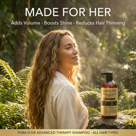 PURA D'OR in a shower scene conveying invigorating forest scent
