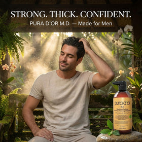 PURA D'OR lather in hair illustrating effective cleansing and hydration