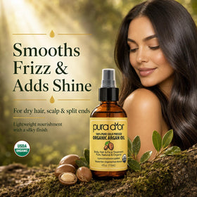 PURA D'OR pouring a drop into hand to demonstrate lightweight hydration