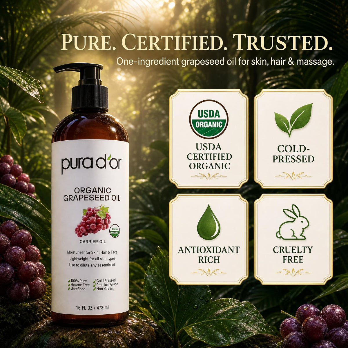 PURA D'OR being massaged into scalp to soothe and condition