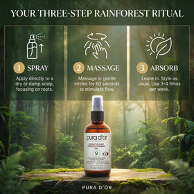 PURA D'OR applied during scalp massage to boost circulation and nourishment