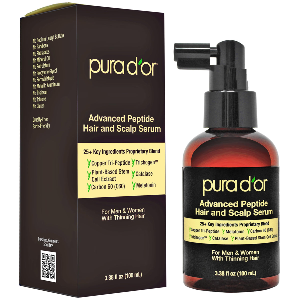 PURA D'OR front bottle view showing clean design and product benefit