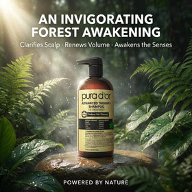 PURA D'OR bottle in hand demonstrating 16 fl oz size and scale