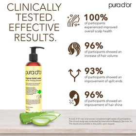 PURA D'OR shampoo texture close-up highlighting creamy lather and nourishment