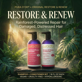 PURA D'OR shampoo pump dispensing gentle formula for softening hair