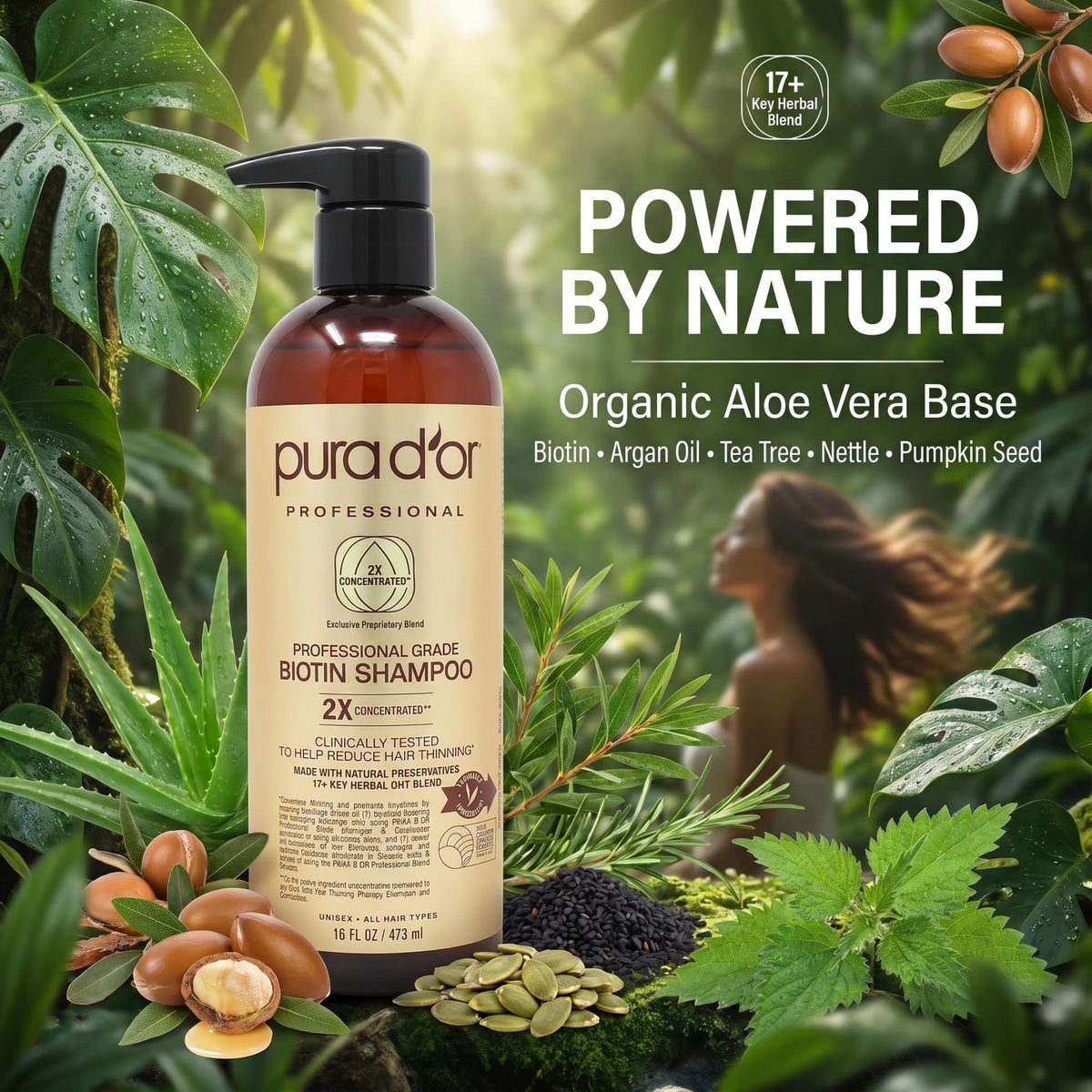 PURA D'OR lather texture on hair demonstrating rich foam and hydration