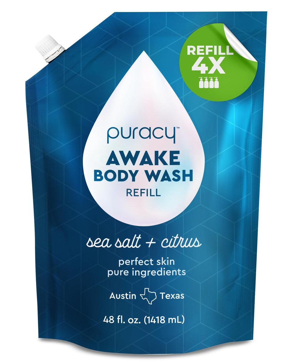 Puracy front label showing product name and citrus sea salt scent, clear and informative