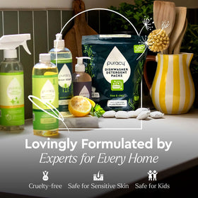 puracy bottle held in hand showing 48 oz refill size and value