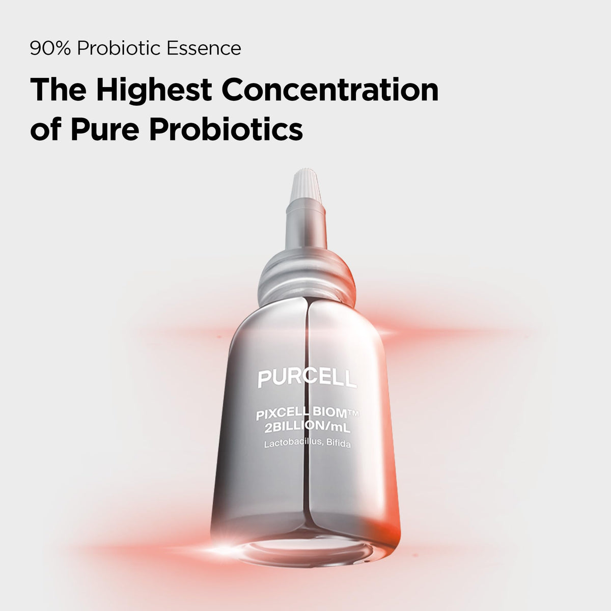 PURCELL dropper dispensing clear serum, illustrating precise application benefit