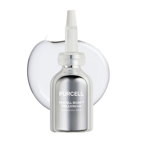 PURCELL bottle front view showing probiotic serum and clear design benefits