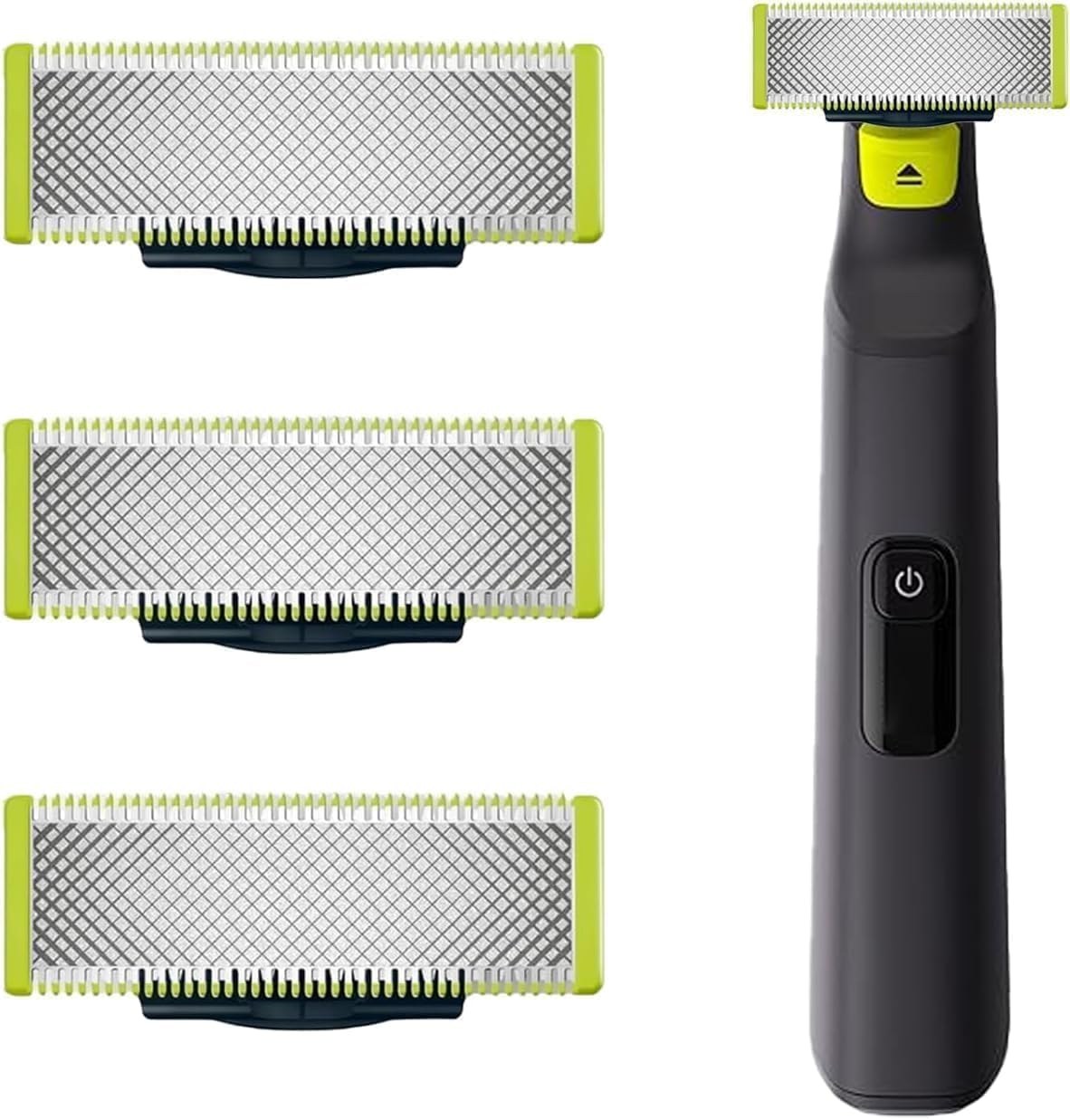 PURCHASE 2 QUICK front packaging showing three replacement blades and brand for quick identification