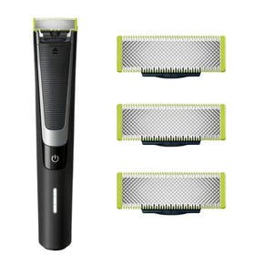PURCHASE 2 QUICK front packaging showing three replacement blades and branding benefit longevity