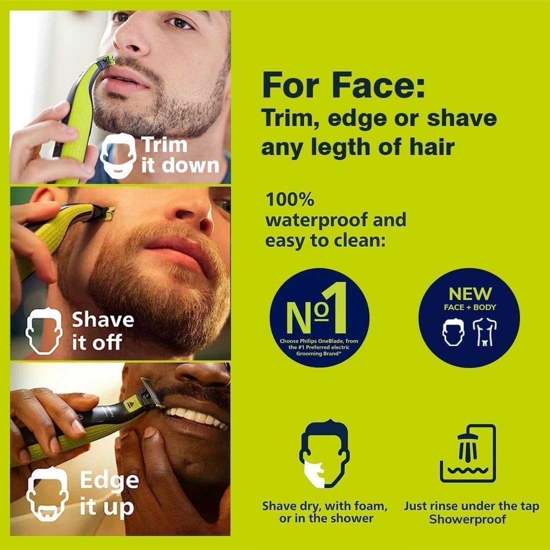 PURCHASE 2 QUICK bathroom setup with blade and trimmer illustrating convenient wet or dry use