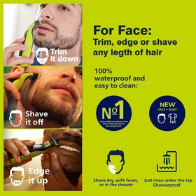 PURCHASE 2 QUICK bathroom setup with blade and trimmer illustrating convenient wet or dry use