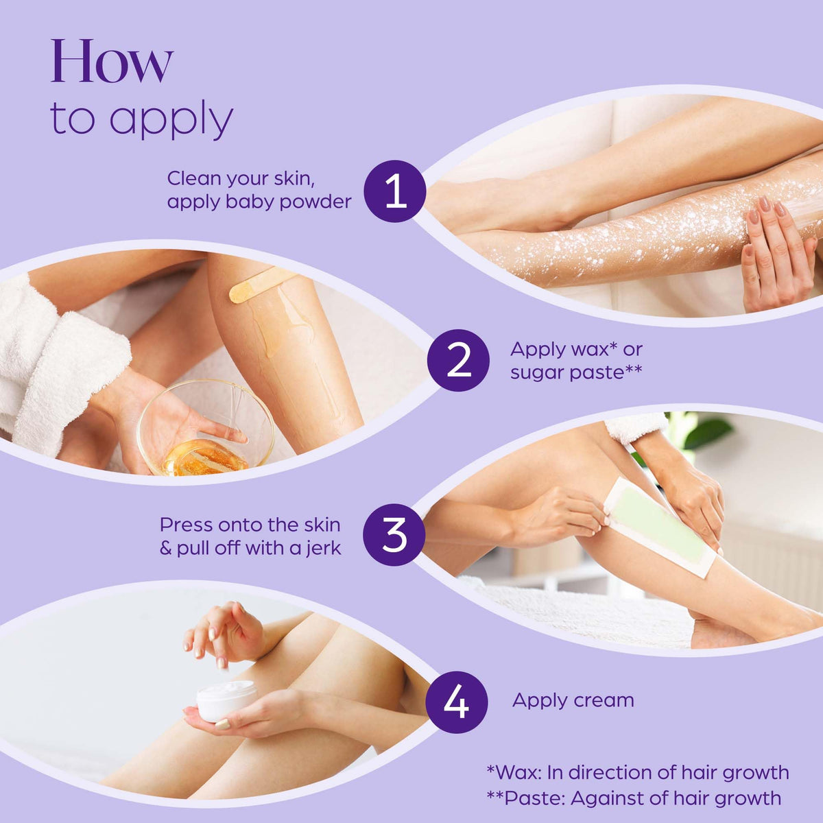 PURE AWARENESS strips applied to leg showing clean, efficient removal