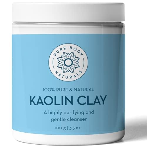 Pure Body Naturals clay texture close-up, fine white powder for smooth masks