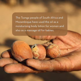 Pure Body Naturals marula oil spreading on skin, demonstrates quick absorption benefit