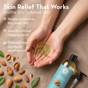Pure Body Naturals oil pouring texture illustrating fast absorption benefit