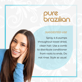 Pure Brazilian application on hair demonstrating detangling and shine benefit