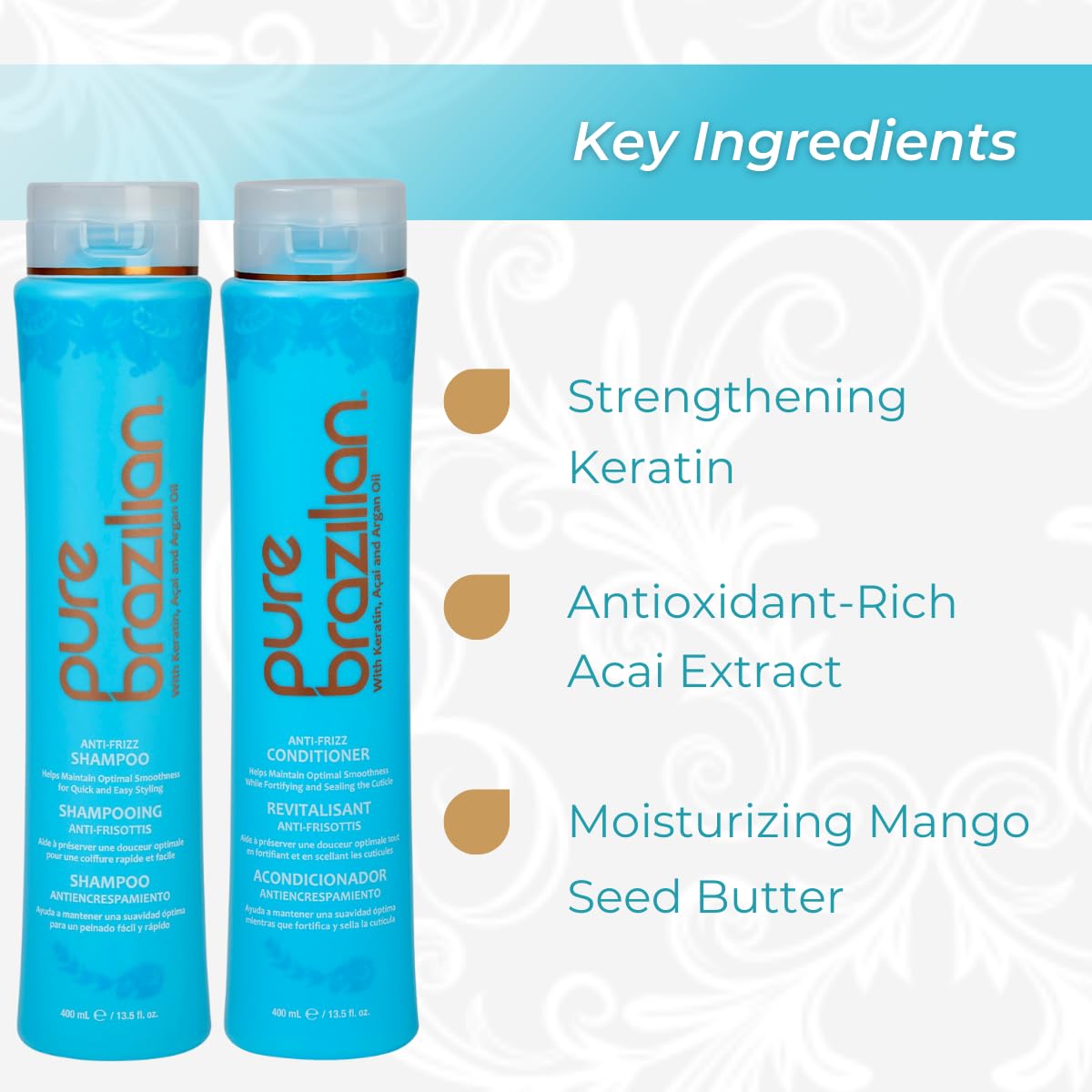 Pure Brazilian shampoo dispense foam in hand for gentle cleansing benefit