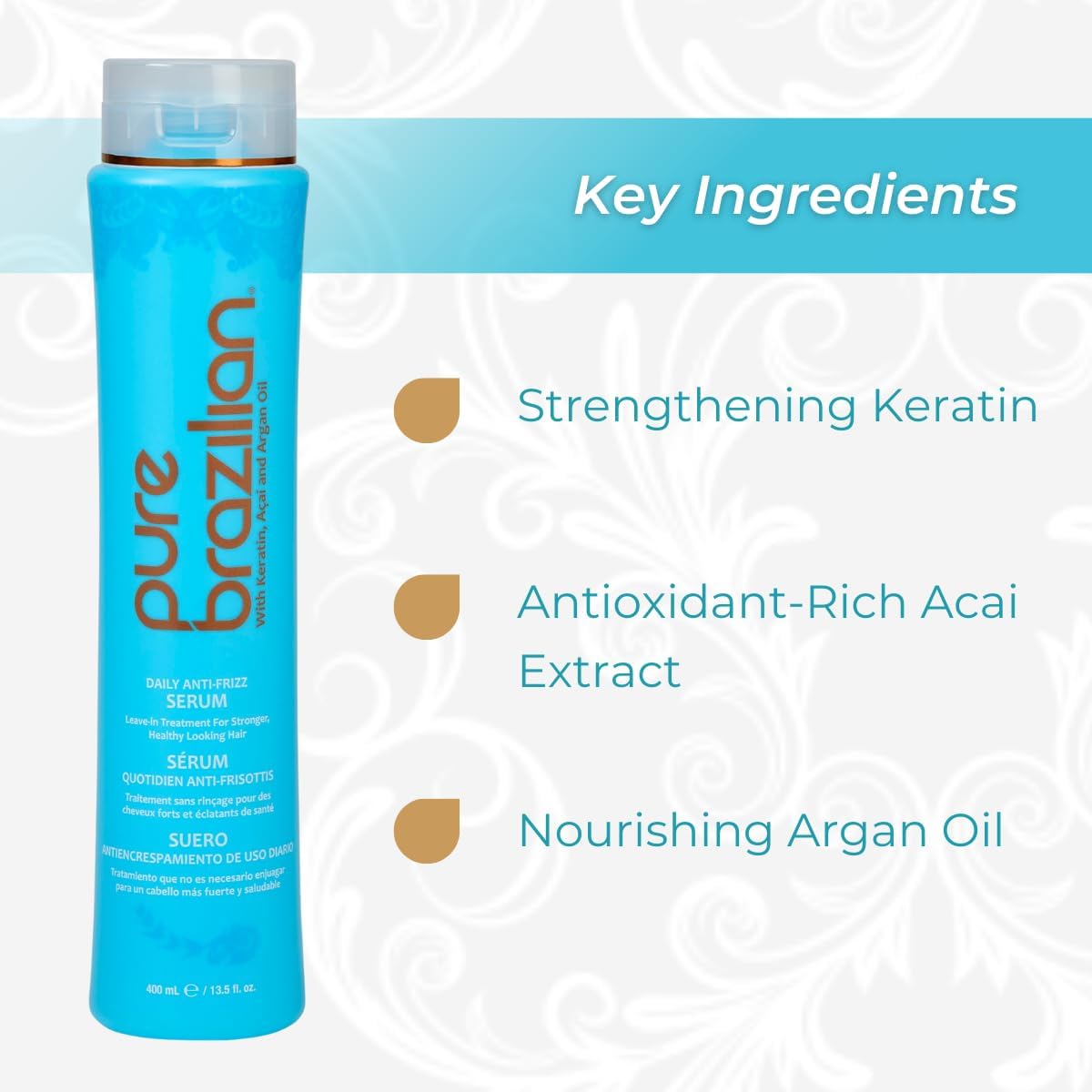 Pure Brazilian creamy serum texture closeup showing smooth consistency for hydration