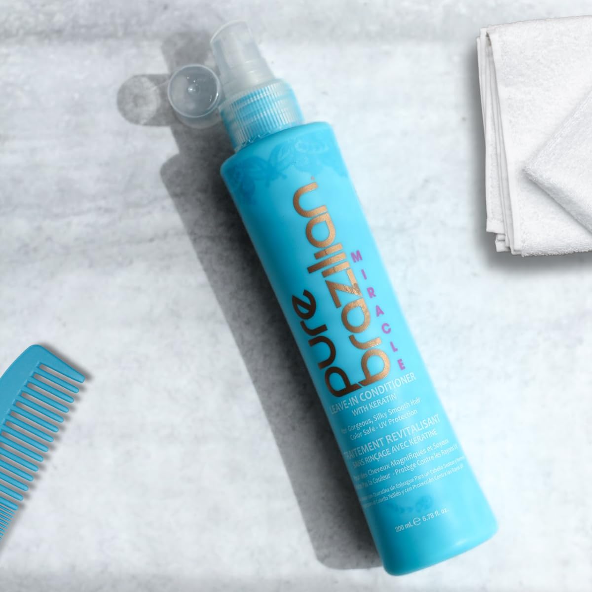 Pure Brazilian size scale comparison showing travel-friendly 200ml benefit