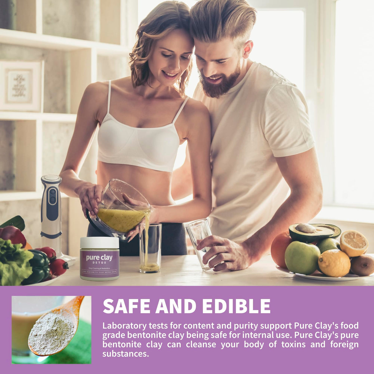 PURE CLAY applied as face mask demonstrating even coverage and easy rinse