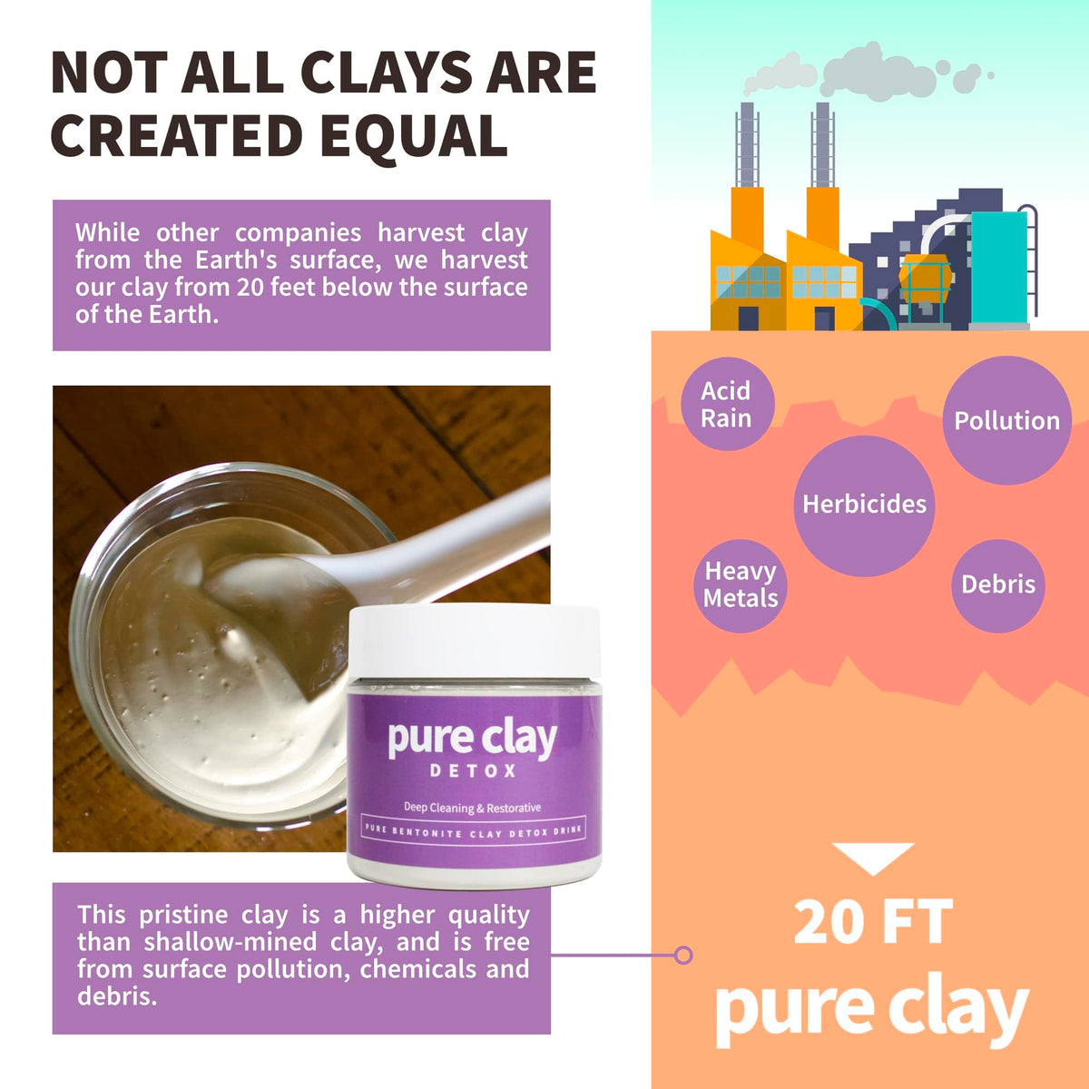 PURE CLAY used as hair and scalp mask showing clarifying treatment benefit