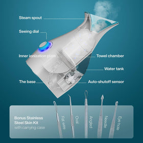 Pure Daily Care NanoSteamer open top fill showing 200ml water tank for long run time