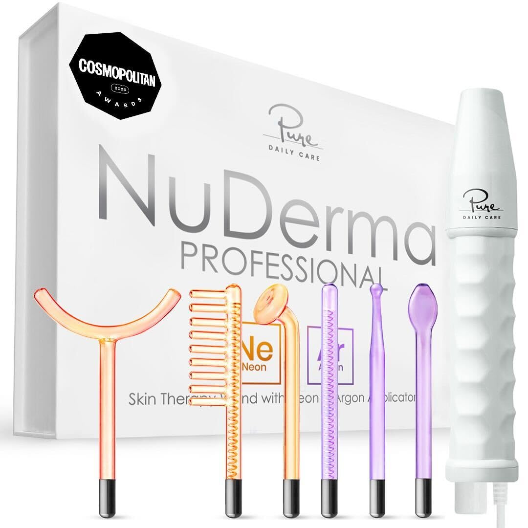 Pure Daily Care NuDerma front view showing device and benefits for home treatments