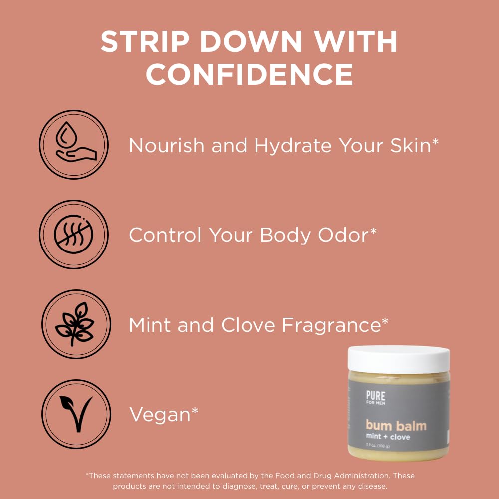 Pure for Men open balm texture close-up displaying creamy raw shea for deep hydration benefit