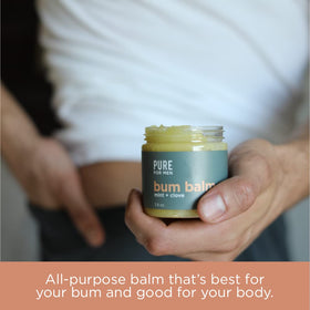 Pure for Men jar next to common objects for size comparison showing 3.9 oz portability benefit
